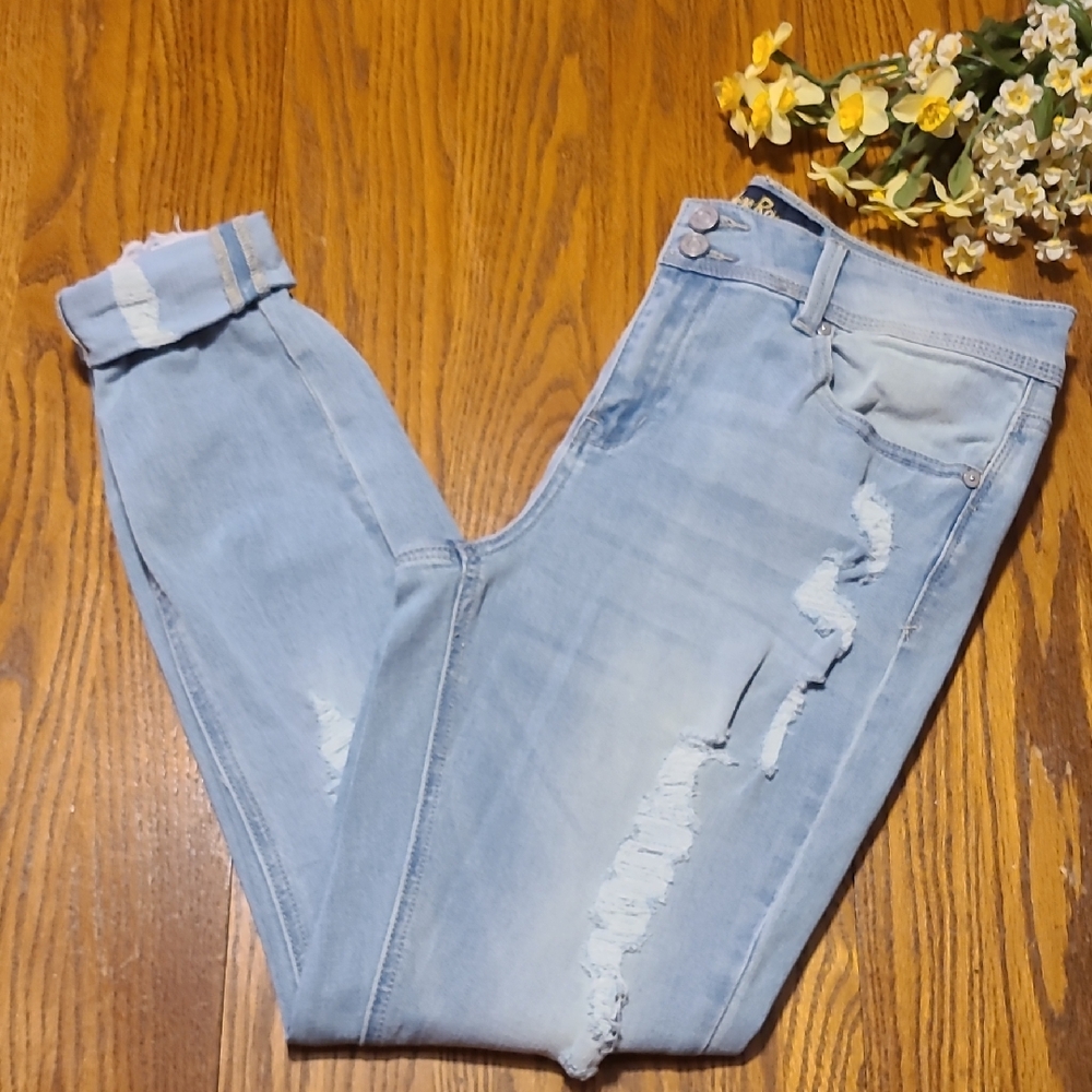 Indigo Rein Light Blue Distressed Women Jeans - W30 L27 Size 13